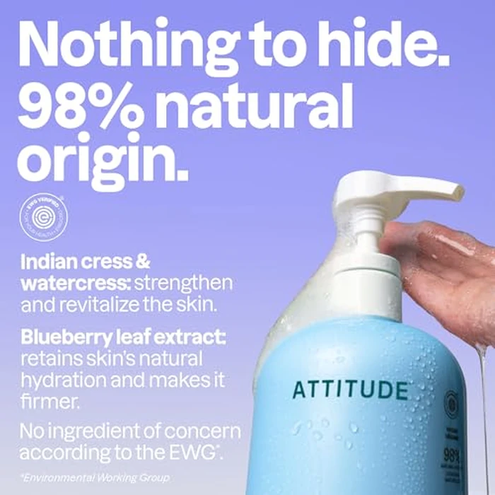 ATTITUDE Body Wash, EWG Verified Shower Gel, Dermatologically Tested, Plant and Mineral-Based, Vegan Personal Care Products, Extra Gentle, Unscented, 32 Fl Oz by ATTITUDE - Image 3