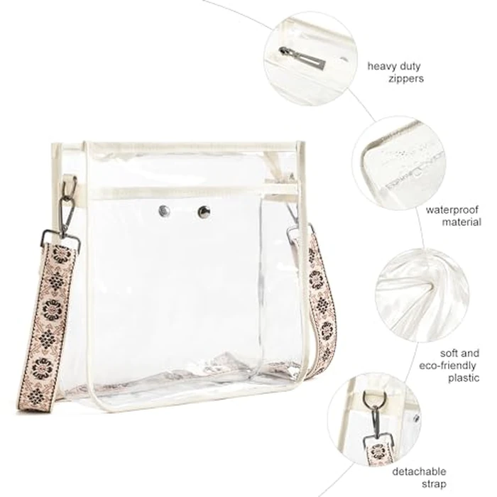 Bluome Clear Bag for Stadium Events 12x12x6, Clear Purses Stadium Bag Crossbody Purses for Concerts Football Games Travel by Bluome - Image 7