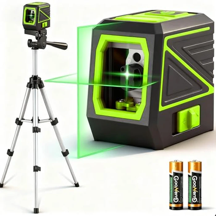 Laser Level with Tripod, 100 feet Green Cross Line Self Rotary Leveling Laser Level, Vertical and Horizontal Line, Rotatable 360 Degree, Manual Self leveling and Pulse Mode,IP54 Waterproof & Battery by KOXOBET - Image 1