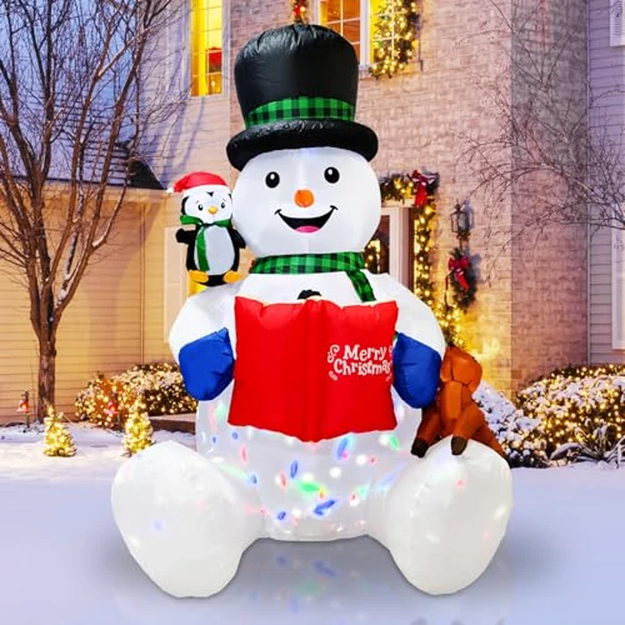 7FT Inflatable Christmas Snowman, Built-in White LEDs Christmas Blow Up Yard Decorations, Xmas Inflatables Outdoor Decorations for Yard Garden Patio Lawn by HIGSEEU - Image 1
