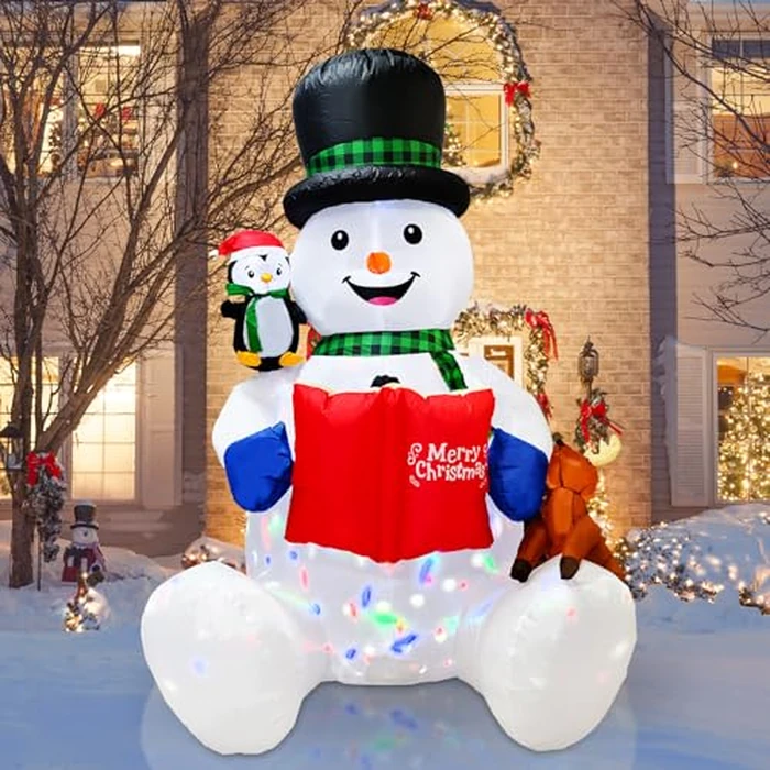 7FT Inflatable Christmas Snowman, Built-in White LEDs Christmas Blow Up Yard Decorations, Xmas Inflatables Outdoor Decorations for Yard Garden Patio Lawn by HIGSEEU - Image 6