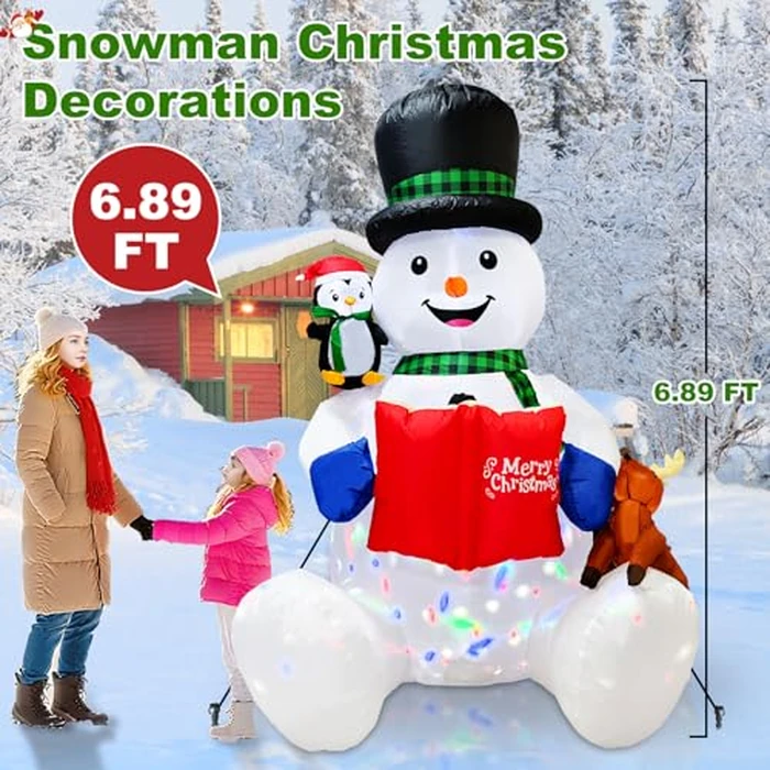 7FT Inflatable Christmas Snowman, Built-in White LEDs Christmas Blow Up Yard Decorations, Xmas Inflatables Outdoor Decorations for Yard Garden Patio Lawn by HIGSEEU - Image 9