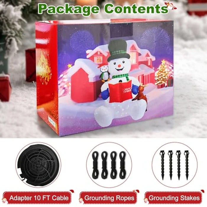 7FT Inflatable Christmas Snowman, Built-in White LEDs Christmas Blow Up Yard Decorations, Xmas Inflatables Outdoor Decorations for Yard Garden Patio Lawn by HIGSEEU - Image 10