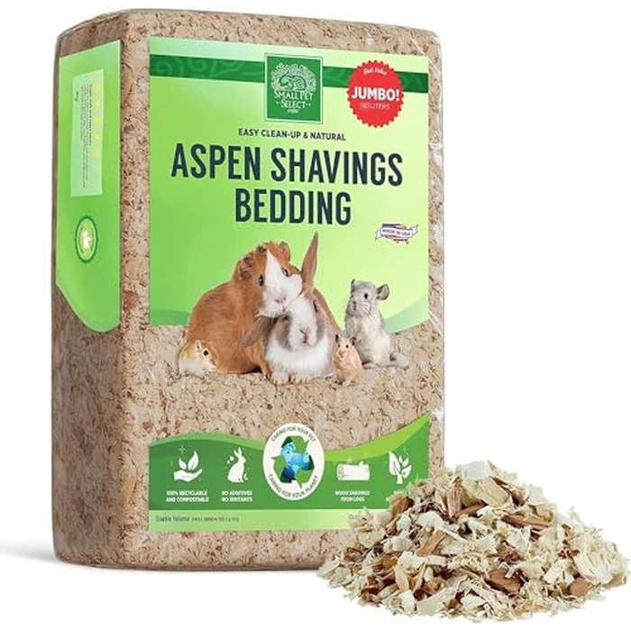 Small Pet Select Premium Natural Aspen Bedding, Animal Bedding for Small Indoor and Outdoor Pets, Made in The USA, Jumbo Size 113 L Pack by Small Pet Select - Used - Acceptable condition - CA$22.04
