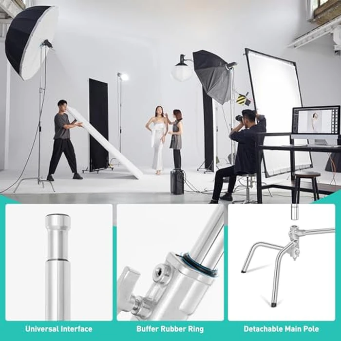 Heavy Duty C Stand 10.8ft/330cm with Boom Arm Sandbag Grips, 100% Stainless Steel Photography Light Stand Studio Monolight, Softbox, Reflector (Max Loading 44 Pounds by Lapgood - Image 7