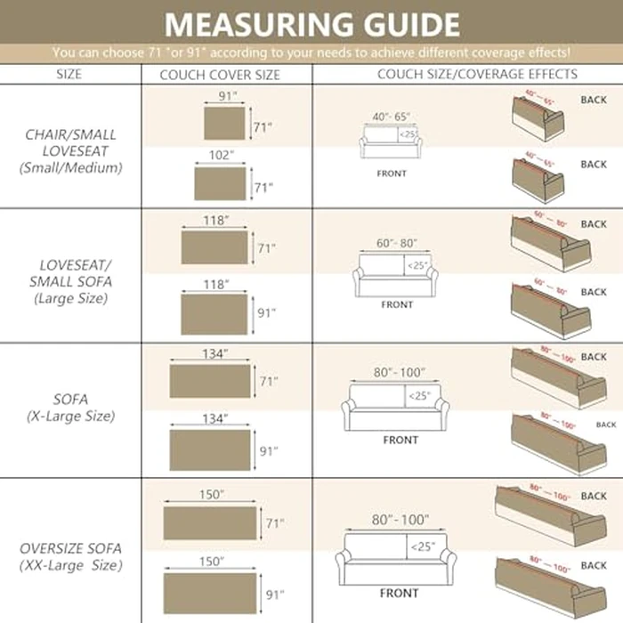 MYSKY HOME Couch Cover for Pets, Beige Couch Covers for 2 Cushion Couch Sofa, Sofa Slipcover Sectional L Shape Chenille Covers for Pets, Throw Couch for Dogs, Kids,71" X118" by MYSKY HOME - Image 6