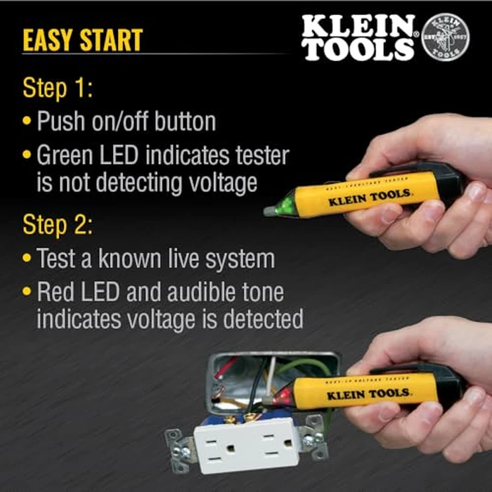 Klein Tools NCVT1P Voltage Tester, Non-Contact Low Voltage Tester Pen, 50V to 1000V AC, Audible and Flashing LED Alarms, Pocket Clip by KLEIN TOOLS - Image 4