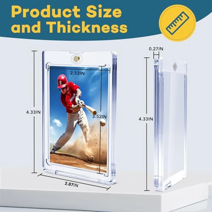 100ct Magnetic Card Holders, Magnetic 35pt One Touch Card Holders, U-V Protection Hard Plastic Display Case for Trading, Sports, Baseball, Football, Game Cards by ZENOWICK - Image 2