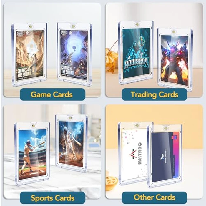 100ct Magnetic Card Holders, Magnetic 35pt One Touch Card Holders, U-V Protection Hard Plastic Display Case for Trading, Sports, Baseball, Football, Game Cards by ZENOWICK - Image 6