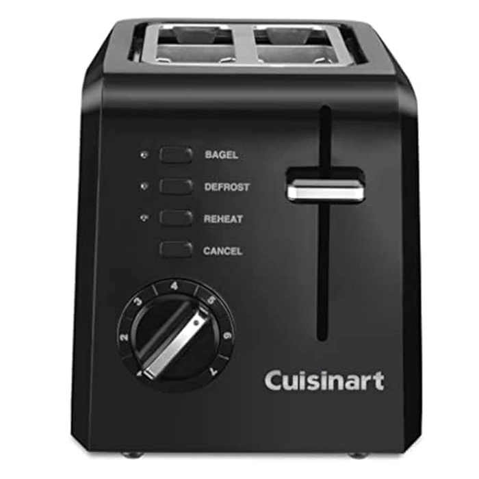 Cuisinart CPT-122BK 2-Slice Compact Plastic Toaster, Slots for Bagels & Bread, 7 Shade Settings, Cancel/Defrost/Reheat Functions, Removable Crumb Tray, Small Kitchen Appliance for Home & Office, Black by Cuisinart - Image 1