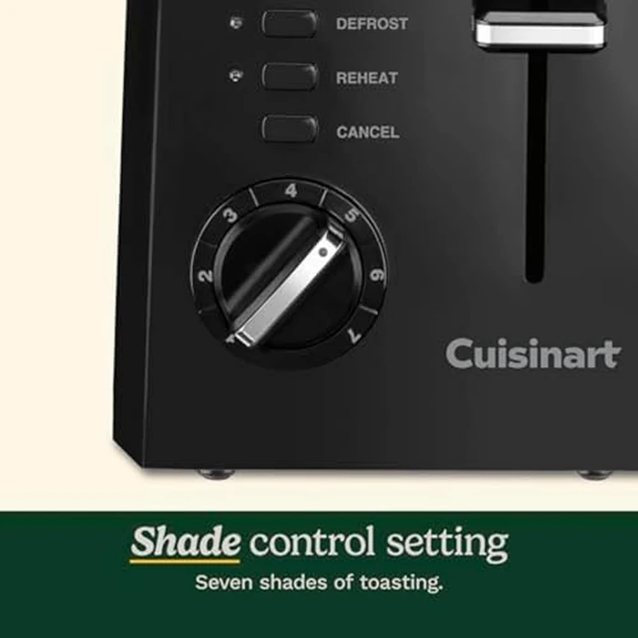 Cuisinart CPT-122BK 2-Slice Compact Plastic Toaster, Slots for Bagels & Bread, 7 Shade Settings, Cancel/Defrost/Reheat Functions, Removable Crumb Tray, Small Kitchen Appliance for Home & Office, Black by Cuisinart - Image 2