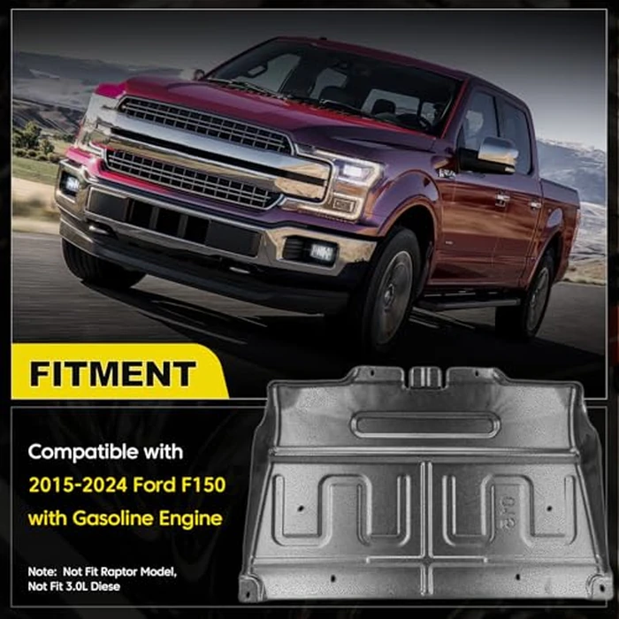 YEHERIT Upgrade Manganese Steel Splash Panel Shield Under Diaper Gas Motor Compatible with 2015-2024 Ford F150 with Gasoline Engine, Underbody Panel Not Fit Raptor Model/3.0L Diesel,ML3Z-7222-D by YEHERIT - Image 4