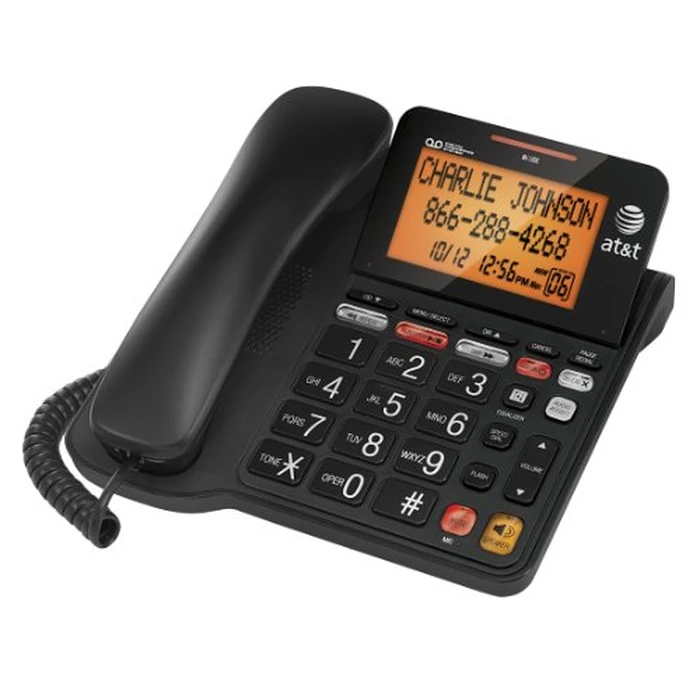AT&T Corded Phone with 25 min Digital Answering Machine, Backlit Tilt Display, Audio Assist, Speakerphone, A/C Power (CL4940BK), Black by AT&T - Used - Good condition