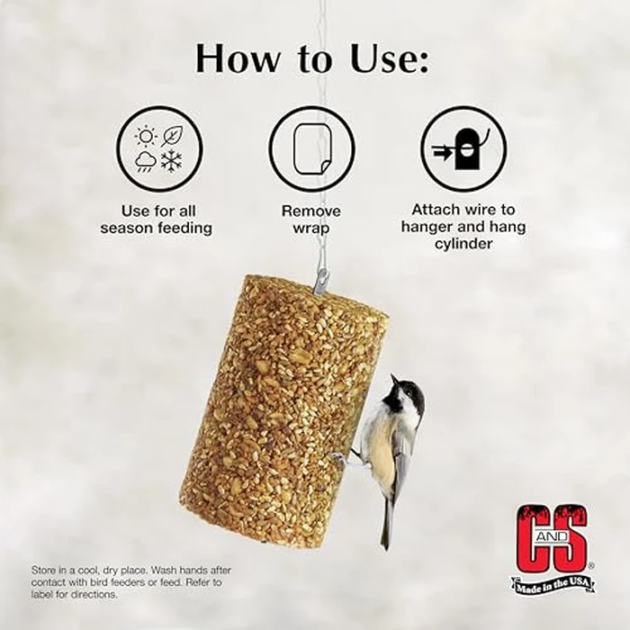 C&S Ready to Use Hot Pepper Bird Seed Cylinder, Spicy Wild Bird Outdoor Feeder with Hanger, 1.76 Pound Cylinder, 2 Pack by C&S - Image 4