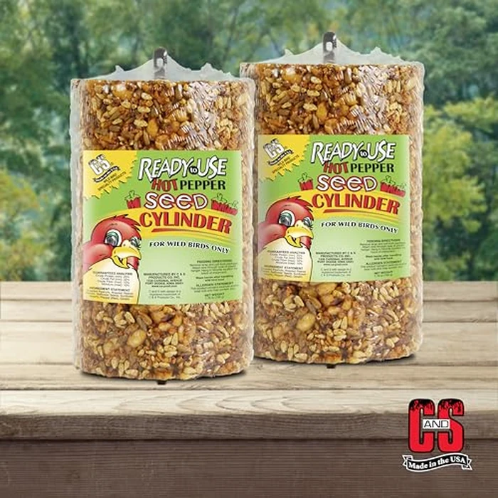 C&S Ready to Use Hot Pepper Bird Seed Cylinder, Spicy Wild Bird Outdoor Feeder with Hanger, 1.76 Pound Cylinder, 2 Pack by C&S - Image 8