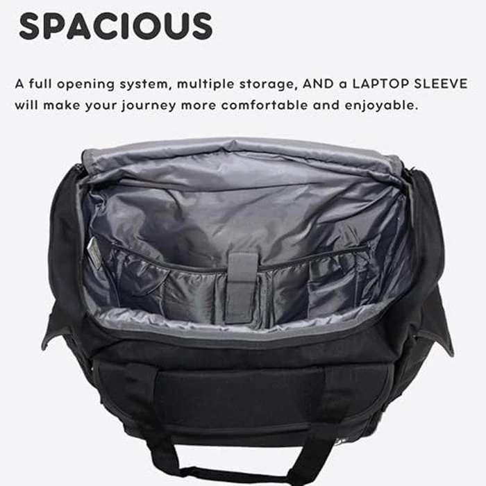 J World New York Donna Rolling Tote Bag on Wheels. Laptop Carry-On, Black (Measures 15 X 17 X 8.3 inches, Holds over 35 litres) by J World New York - Image 3