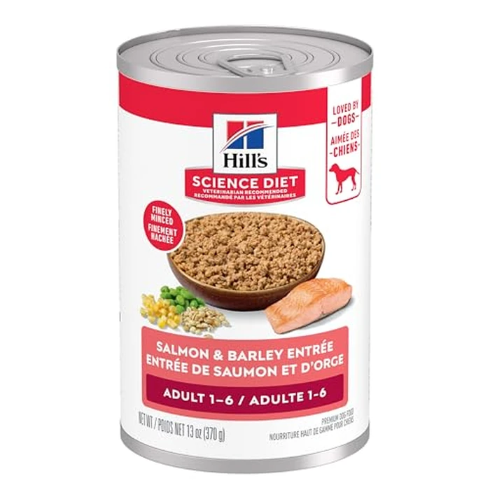 Hill's Science Diet Adult Salmon & Barley Entree Dog Food 12 x 370 g Can by Hill's Science Diet - Used - Like New condition - CA$54.69