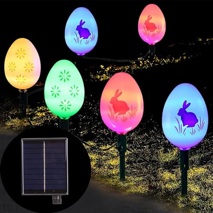 Tigrelight 25 FT 20 Packs Easter Eggs Decor String Lights, 8 Modes Colorful Easter Solar Light Outdoor, Waterproof Stake Egg Pathway Light for Garden Patio Lawn Yard by Tigrelight - Image 1