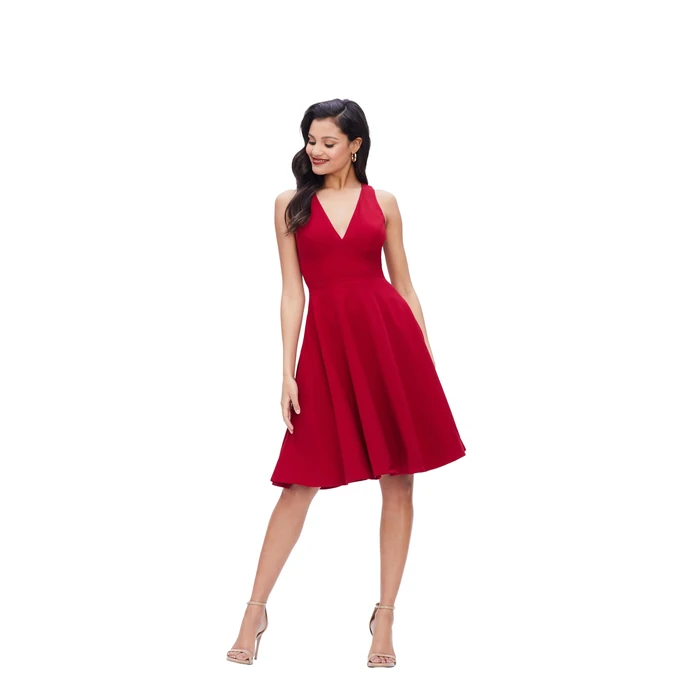 Dress the Population Women's Catalina Solid Sleeveless Fit & Flare Midi Dress, Garnet, S by Dress the Population - Used - Like New condition - US$73.87