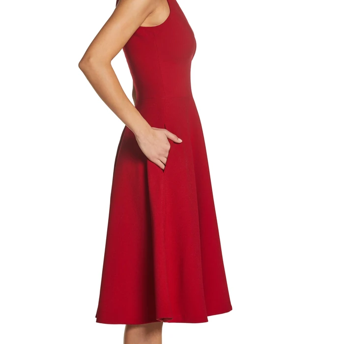 Dress the Population Women's Catalina Solid Sleeveless Fit & Flare Midi Dress, Garnet, S by Dress the Population - Image 2
