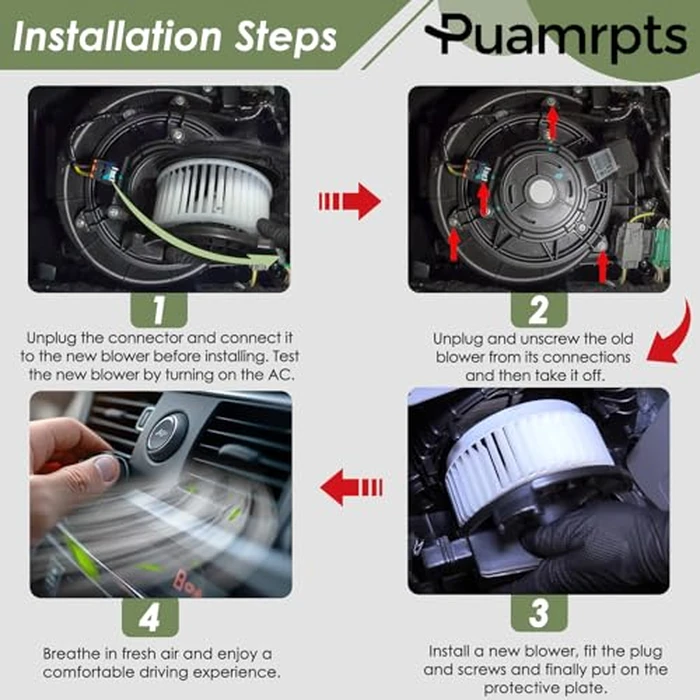 PUAMRPTS AC Heater Blower Motor - Compatible with Mazda CX-5 2017-2022, Mazda 6 2014-2021, Without ATC (w/o Digital Temp Control) - Motor Fan# GHP961B10, PM4106 by PUAMRPTS - Image 5