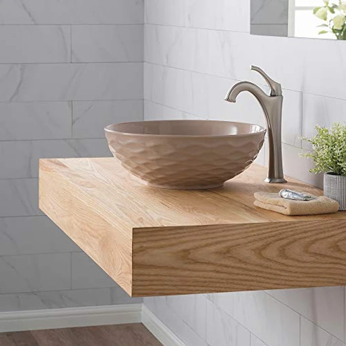 Kraus Viva(TM) Round Beige Porcelain Ceramic Vessel Bathroom Sink, 16 1/2 in. D x 5 1/2 in. H, KCV-200GBE by Kraus - Image 4