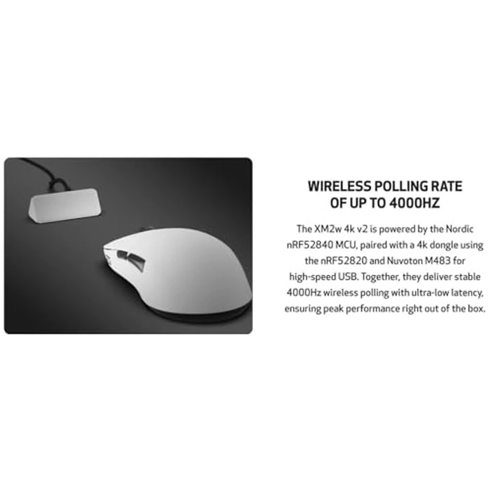 End Game Gear XM2w 4k v2 Wireless Gaming Mouse - Lightweight 61.5g, Right-Handed, 2.4 GHz/USB-C, PixArt PAW3950 U Optical Sensor, 30K DPI, 4K Dongle Included, White by End Game Gear - Image 6