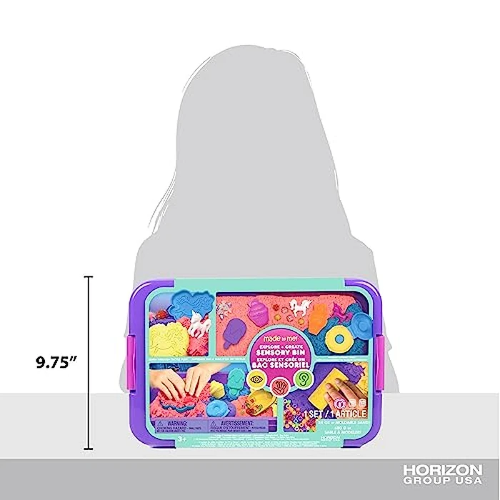 Made By Me Explore and Create Unicorn Sensory Bin, Includes Reusable 2-in-1 Storage & Play Bin, Moldable Sands, Tongs, Beads, and More Sensory Bin Tools, Great Sensory Toys for Toddlers 3-4 by Made By Me - Image 4