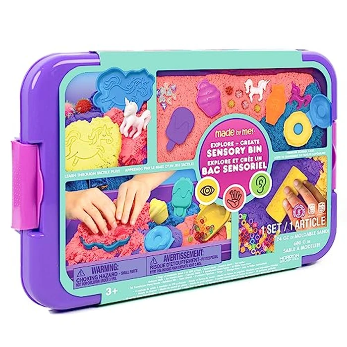 Made By Me Explore and Create Unicorn Sensory Bin, Includes Reusable 2-in-1 Storage & Play Bin, Moldable Sands, Tongs, Beads, and More Sensory Bin Tools, Great Sensory Toys for Toddlers 3-4 by Made By Me - Image 5