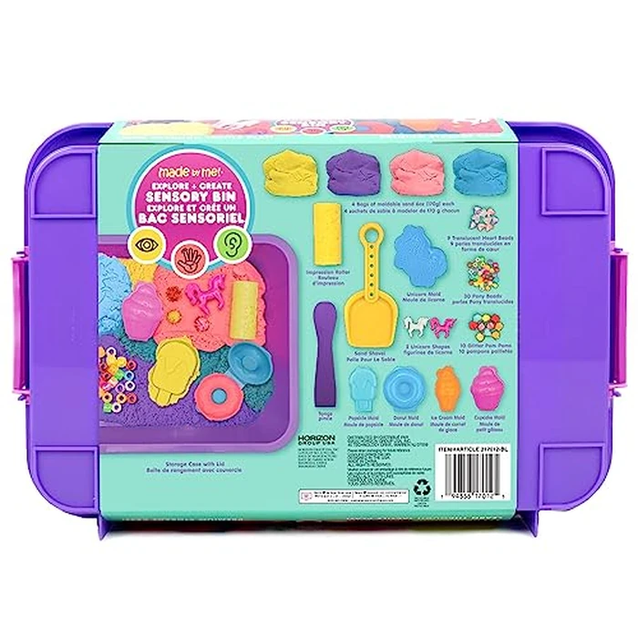 Made By Me Explore and Create Unicorn Sensory Bin, Includes Reusable 2-in-1 Storage & Play Bin, Moldable Sands, Tongs, Beads, and More Sensory Bin Tools, Great Sensory Toys for Toddlers 3-4 by Made By Me - Image 6