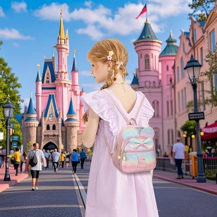 KKXIU Initial Bowknot Mini Backpacks for Girls Women, Small Cute Backpack Purse, Personalized Birthday Gifts for Toddler, Kids and Teen Girls(E, Rainbow) by KKXIU - Image 3