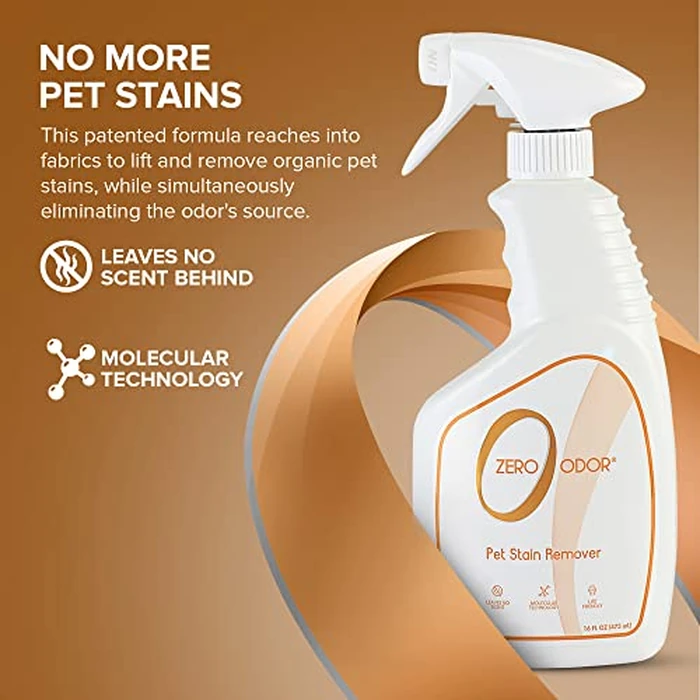 Zero Odor - Pet Stain Remover & Odor Eliminator - Permanently Remove Stain & Odor with Patented Technology Best for Carpet, Furniture, Floors, Pet Bed- Look and Smell Great, 16oz (Over 400 Sprays) by Zero Odor - Image 2