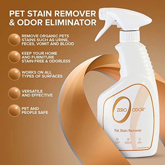 Zero Odor - Pet Stain Remover & Odor Eliminator - Permanently Remove Stain & Odor with Patented Technology Best for Carpet, Furniture, Floors, Pet Bed- Look and Smell Great, 16oz (Over 400 Sprays) by Zero Odor - Image 5