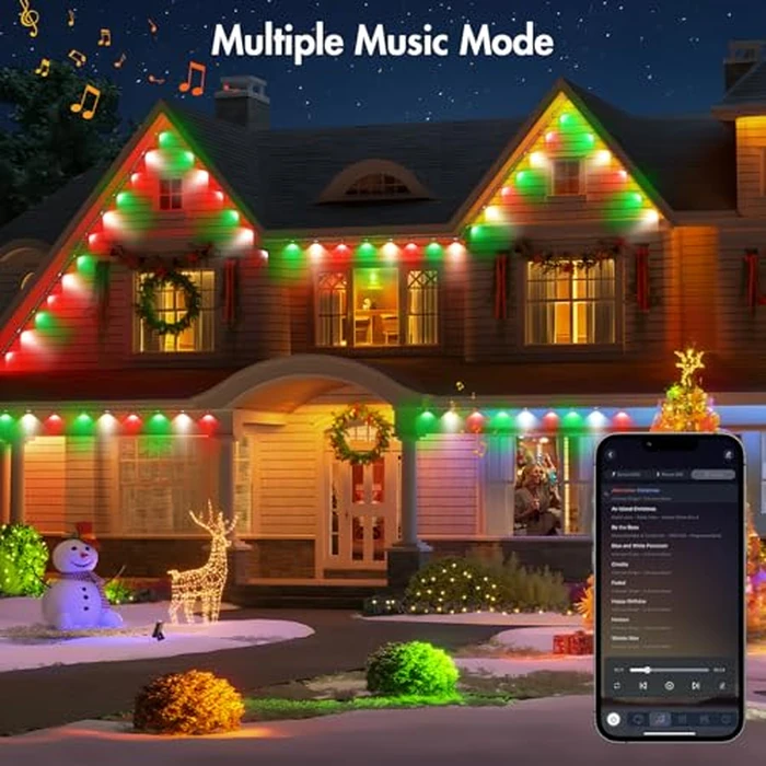 HELESIN Permanent Outdoor Lights,150ft 90 LED Smart RGBIC Lights Eave Lights IP67 Waterproof Outdoor LED Strip Lights 16 Million DIY Modes, Music Sync with Remote APP Control for Christmas, Halloween by HELESIN - Image 8
