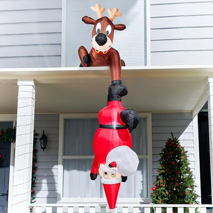 Joiedomi 8 FT Hanging Christmas Inflatables Decoration, Christmas Inflatable Reindeer and Climbing Santa, Blow Up Santa with Build-in LED for Xmas Party Indoor, Outdoor, Yard, Garden, Lawn Decor by Joiedomi - Image 3