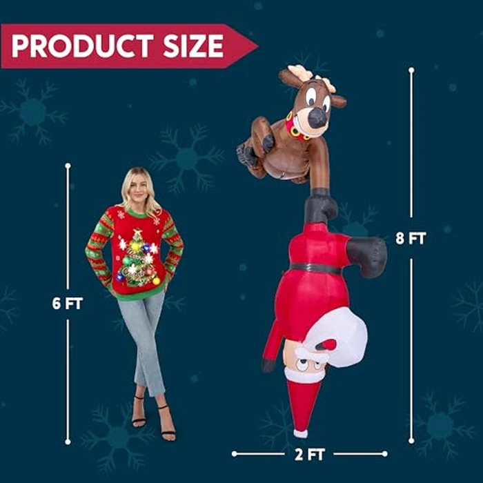 Joiedomi 8 FT Hanging Christmas Inflatables Decoration, Christmas Inflatable Reindeer and Climbing Santa, Blow Up Santa with Build-in LED for Xmas Party Indoor, Outdoor, Yard, Garden, Lawn Decor by Joiedomi - Image 4