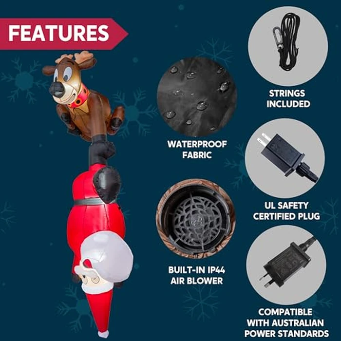 Joiedomi 8 FT Hanging Christmas Inflatables Decoration, Christmas Inflatable Reindeer and Climbing Santa, Blow Up Santa with Build-in LED for Xmas Party Indoor, Outdoor, Yard, Garden, Lawn Decor by Joiedomi - Image 5
