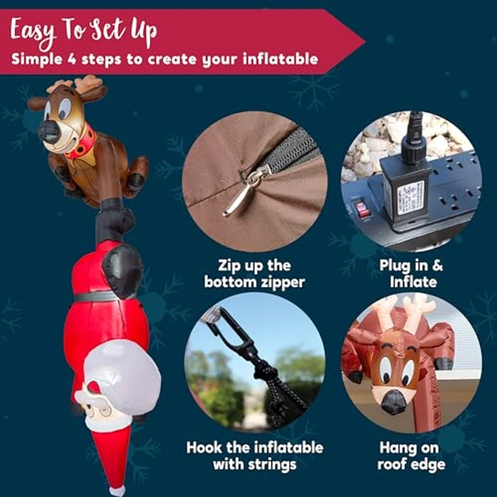 Joiedomi 8 FT Hanging Christmas Inflatables Decoration, Christmas Inflatable Reindeer and Climbing Santa, Blow Up Santa with Build-in LED for Xmas Party Indoor, Outdoor, Yard, Garden, Lawn Decor by Joiedomi - Image 6