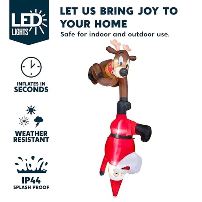 Joiedomi 8 FT Hanging Christmas Inflatables Decoration, Christmas Inflatable Reindeer and Climbing Santa, Blow Up Santa with Build-in LED for Xmas Party Indoor, Outdoor, Yard, Garden, Lawn Decor by Joiedomi - Image 8