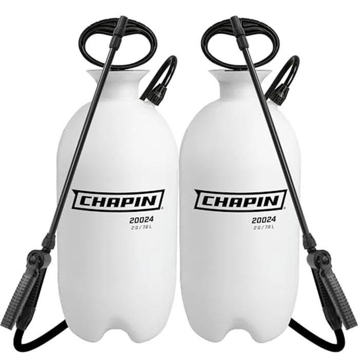 Chapin 20024 Pump Sprayer, 2‑Gallon, Lawn & Garden, Translucent Poly Tank, Funnel‑Top, SureSpray, Adjustable Cone Nozzle & 34" Hose for Fertilizer, Weed & Pest Application, Pack of 2 by Chapin International - Image 1