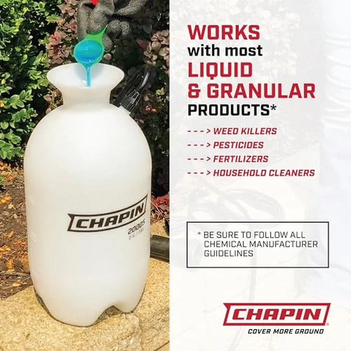 Chapin 20024 Pump Sprayer, 2‑Gallon, Lawn & Garden, Translucent Poly Tank, Funnel‑Top, SureSpray, Adjustable Cone Nozzle & 34" Hose for Fertilizer, Weed & Pest Application, Pack of 2 by Chapin International - Image 4