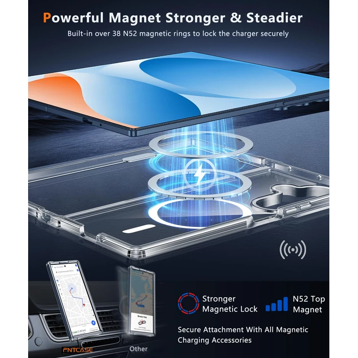 FNTCASE for Samsung Galaxy Z-Fold-7 Case: Magnetic Clear Military Grade Drop Protection Anti Yellowing Cell Phone Cover - Rugged Shockproof Protective Bumper Transparent Phonecase by FNTCASE - Image 3