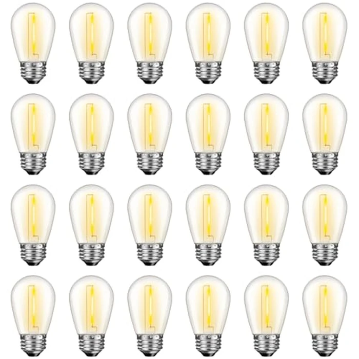 GvvooHome 24 Pack LED S14 Replacement Light Bulbs, Waterproof 1W Vintage Edison Bulbs for Outdoor Patio Backyard String Lights, Dimmable, E26 Regular Medium Screw Base, 2200K Warm White by GvvooHome - Image 1