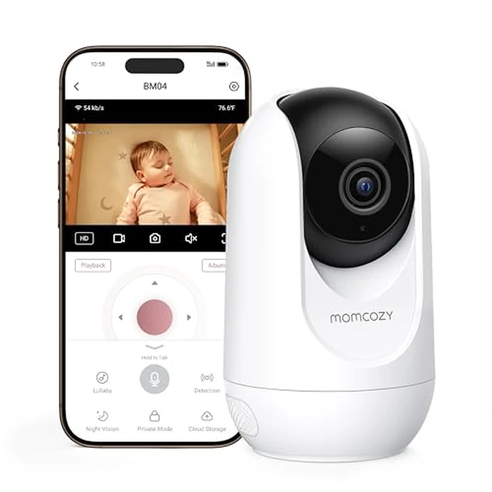 Momcozy Smart WiFi Baby Monitor, APP Control Baby Monitor with Camera & Audio, Danger Zone Alert, Motion & Cry Detection, 1080P Night Vision, 2-Way Talk, Photo & Video Recording (Compatible With BM04) by Momcozy - Used - Acceptable condition - CA$101.40