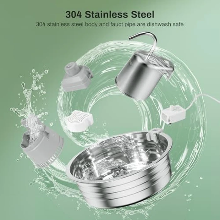 Cat Water Fountain, 4L/135OZ Stainless Steel Pet Fountain with 6 Filters Dog Water Dispenser, Dog Water Bowl Cat Drinking Fountains Watering Supplies with Ultra-Quiet Pump for Pets Indoor by EZMioo - Image 6