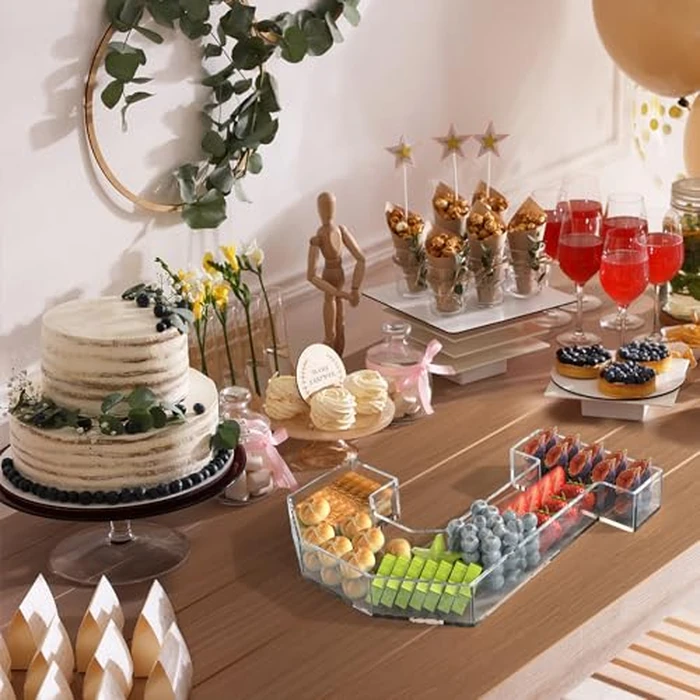 Tdsuco 11" Acrylic Letter Charcuterie Tray, Charcuterie Letters Fillable Box for food, Reusable Serving Cake Candy Dish Display Tray for Birthday Anniversary Party Decoration (Letter J) by Tdsuco - Image 6