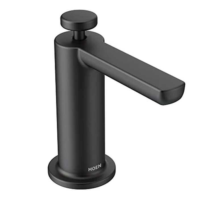 Moen S3947BL Modern Deck Mounted Kitchen Soap Dispenser with Above the Sink Refillable Bottle, Matte Black by Moen - Used - Like New condition