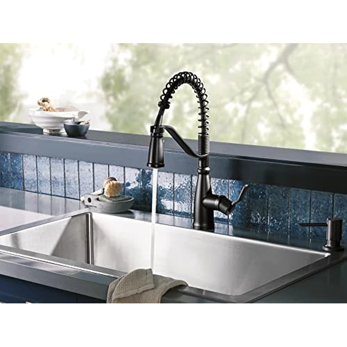 Moen S3947BL Modern Deck Mounted Kitchen Soap Dispenser with Above the Sink Refillable Bottle, Matte Black by Moen - Image 2