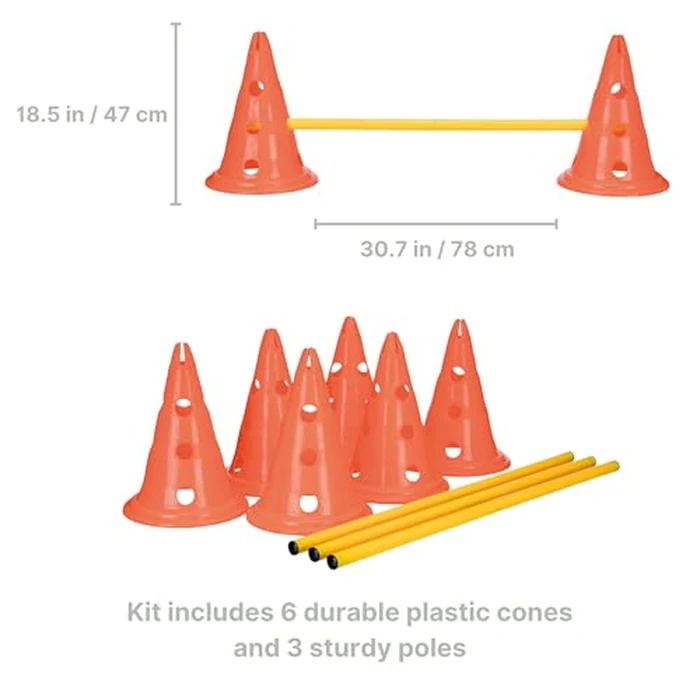 Trixie Dog Agility Hurdle Cone Set - Dog Agility Set with Height Adjustable Crossbar for Beginners & Advanced, Dog Agility Equipment for Dog Obstacle Courses - 6 x Cones, 3 x Agility Rods by TRIXIE - Image 8