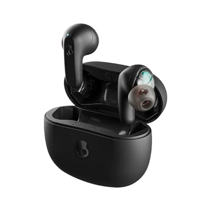 Skullcandy Rail Wireless Earbuds, Bluetooth Headphones, Noise Isolating Fit, Up to 42 Hours Battery, IP55 Sweat and Water Resistant, Microphone for iPhone Android - True Black by Skullcandy - Used - Acceptable condition